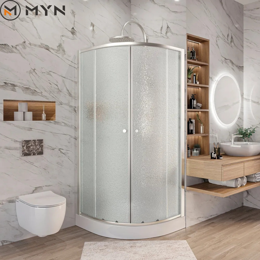 MYN  aluminum profile shower box frosted non-transparent opaque glass shower enclosure sliding shower doors