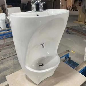 Meiyani wholesale  commercial buildings muslim wudu foot wash basin ceramic free standing pedestal hand wash sink