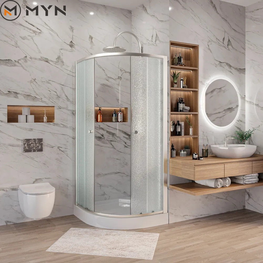 MYN  aluminum profile shower box frosted non-transparent opaque glass shower enclosure sliding shower doors