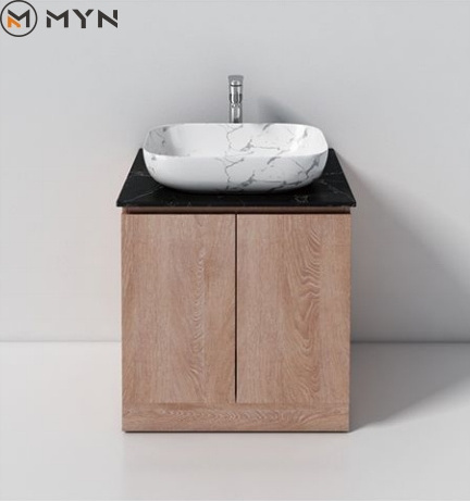 European Australian Style  Washroom Modern Bathroom Black Marble Sintered Stone Counter top Ceramic Washbasin  Cabinets  Vanity