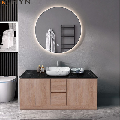 European Australian Style  Washroom Modern Bathroom Black Marble Sintered Stone Counter top Ceramic Washbasin  Cabinets  Vanity