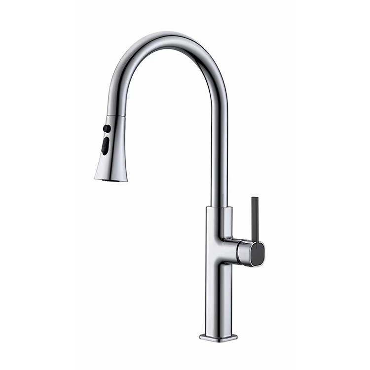 Multi Functional Single Hole 304 Stainless Steel Pull Out Kitchen Faucet With Spray