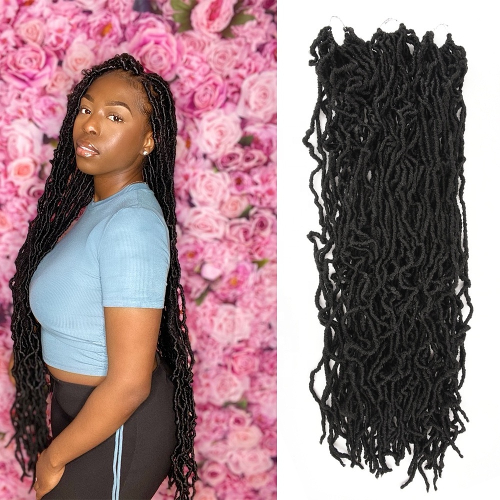 Nu Faux Locs Crochet Hair Natural Curly Dreadlocks Hair Black Dark Brown Faux Locs Crochet Braids 36