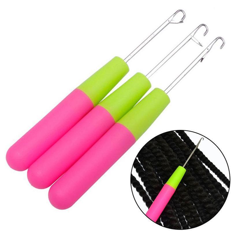 Factory Wholesale Plastic Handle Latch Hook Crochet Needles For Micro Beads Braids Hair Extensions Wig Making 5pcs/ bag 7g/pc