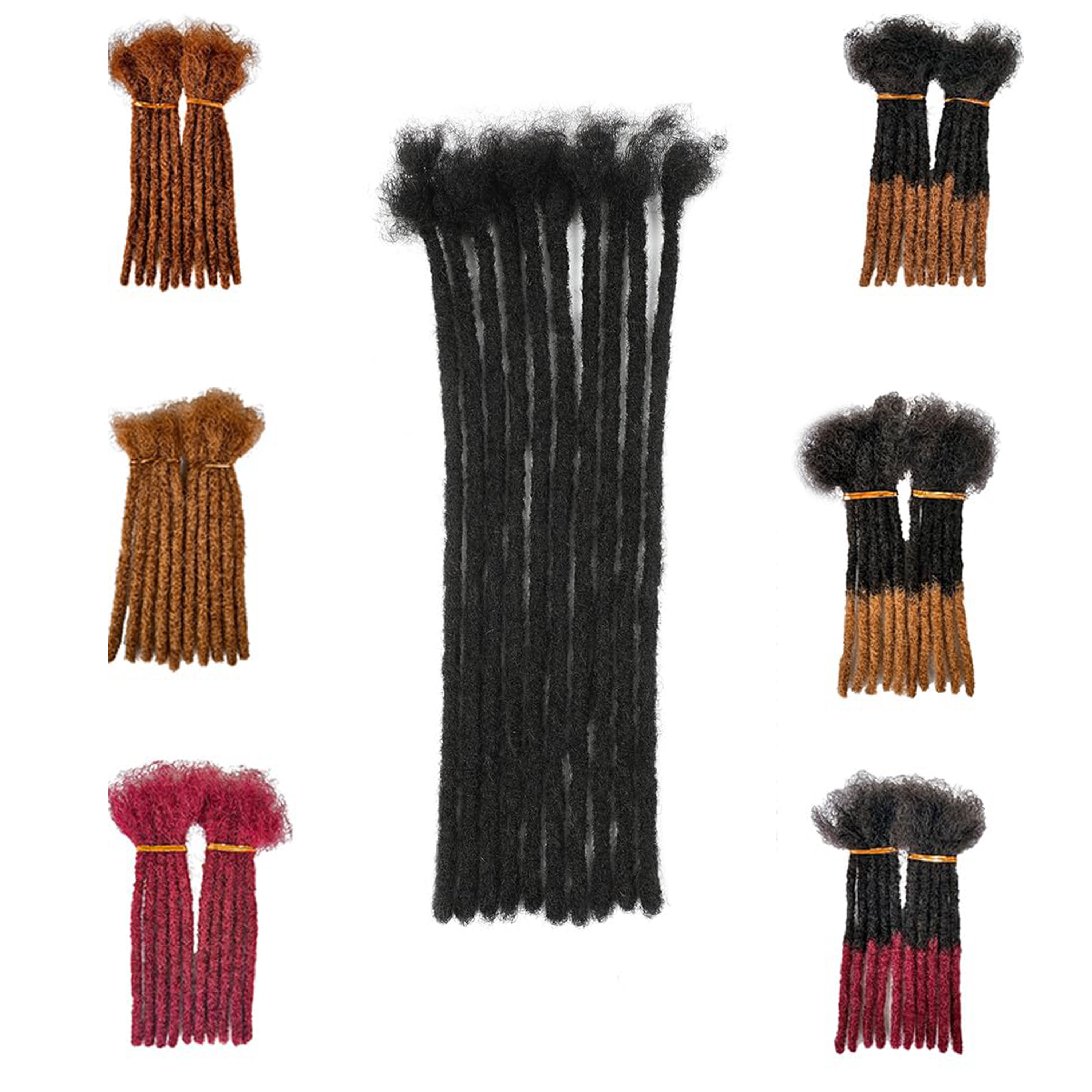 0.6cm 0.8cm Dreadlocks Lock Extensions Human Hair for Man Natural Crochet Braiding Afro Dreads Bulk Virgin Human Hair Extensions