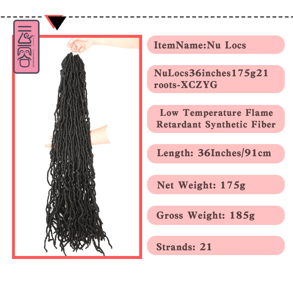 Free Sample 18Inch 24Inch 36Inch Crochet Hair Extension 21 strands Synthetic Crochet Hair Nu Locs Dreadlock Hair Bulk