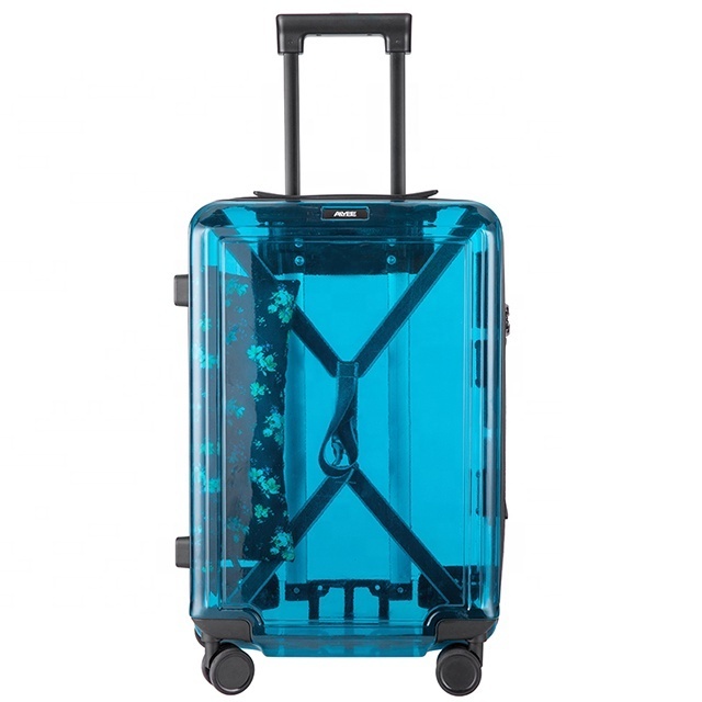 Clear Transparent PC Designer Luggage Carry On Cabin Trolley Travel Bags On Wheels Fashion Rolling Clear Suitcase