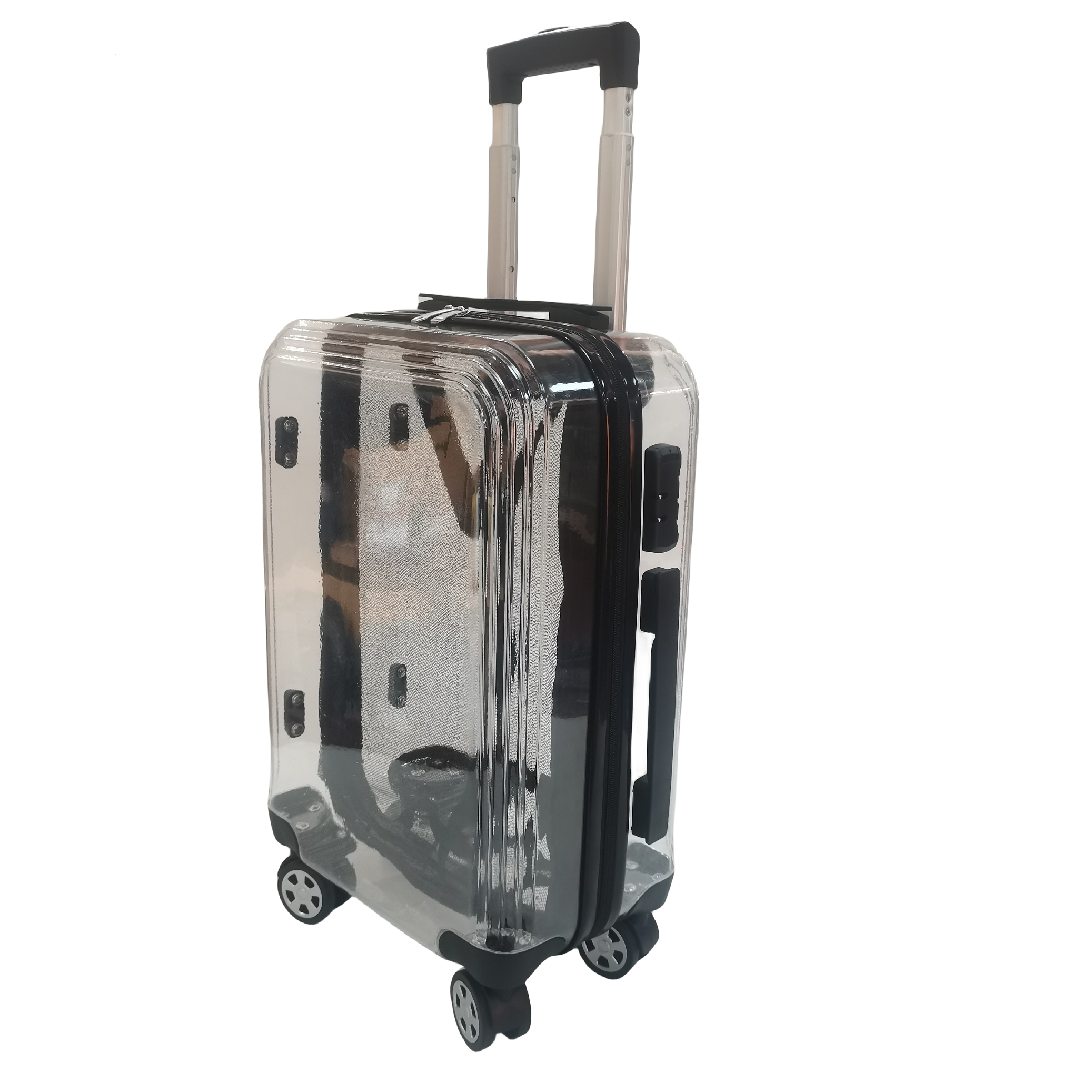 Clear Transparent PC Designer Luggage Carry On Cabin Trolley Travel Bags On Wheels Fashion Rolling Clear Suitcase