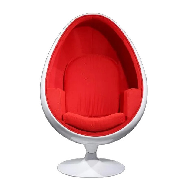 Classic Swivel Fiberglass Oval Pod Chair Fabric cushion Speakers Egg Chair with Arms