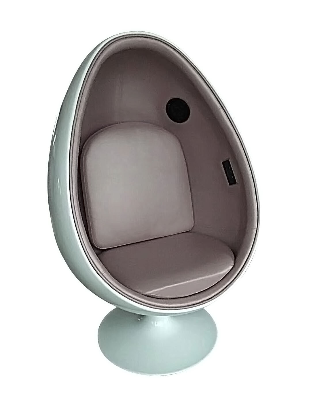 Classic Swivel Fiberglass Oval Pod Chair Fabric cushion Speakers Egg Chair with Arms