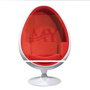 Classic Swivel Accent Fiberglass Oval Ball Chair Velvet Egg Pod Chair White Ball Hanging Aviator One Arm Chair