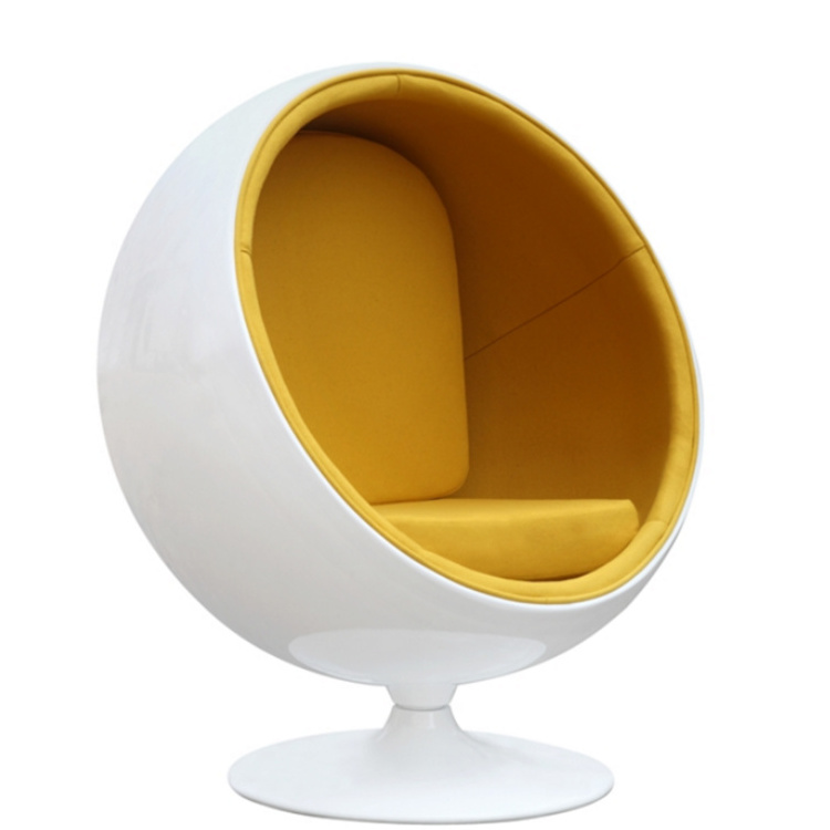 Classic Swivel Fiberglass Oval Ball Chair Velvet Egg Hanging Pod Chair for standing