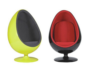 Classic Swivel Fiberglass Oval Pod Chair Fabric cushion Speakers Egg Chair with Arms