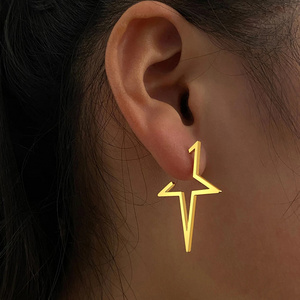 Tarnish Free 18K Gold Plated Stainless Steel Earrings 2023 Trendy Gothic Fashion Big Star Punk Stud Earrings For Women Jewelry