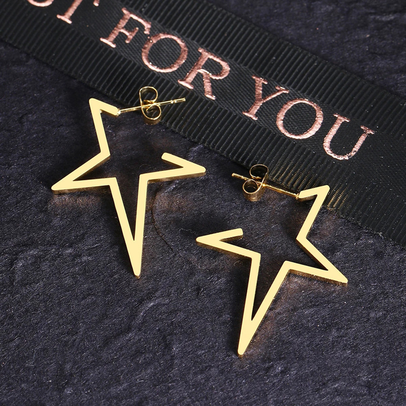 Tarnish Free 18K Gold Plated Stainless Steel Earrings 2023 Trendy Gothic Fashion Big Star Punk Stud Earrings For Women Jewelry