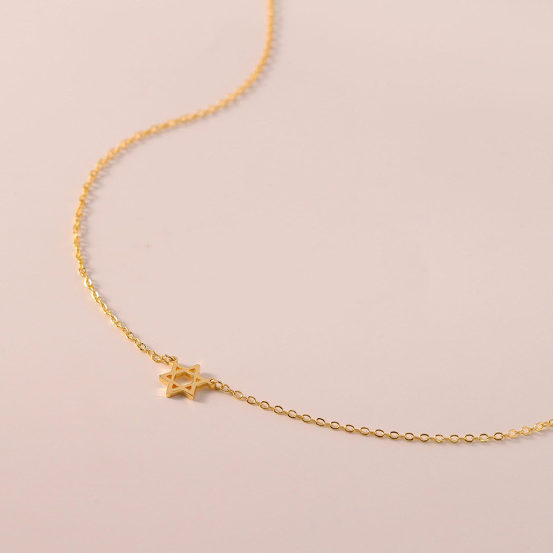 Waterproof gold plated stainless seel star of david pendant necklace chain jewelry accessories for women