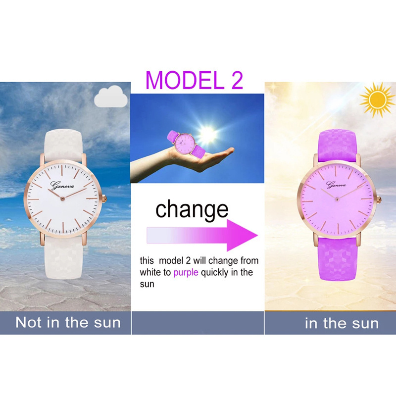 New Fashion Simple Style Temperature Change Color Women Watch Sun UV Color Change Lady Quartz Wristwatches Relogio Feminino