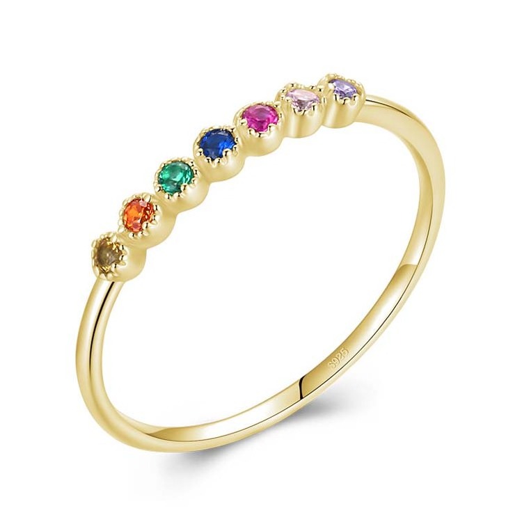 Wholesale gold plated 925 sterling silver  colorful diamond for women girls