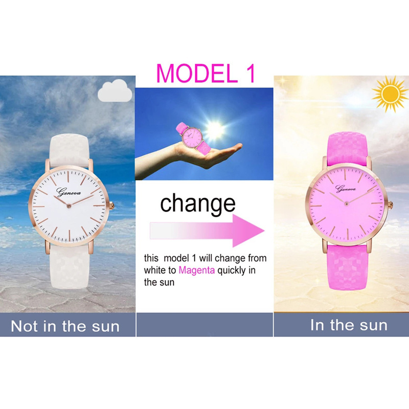 New Fashion Simple Style Temperature Change Color Women Watch Sun UV Color Change Lady Quartz Wristwatches Relogio Feminino