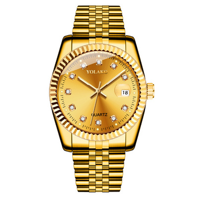 Yolako 441 Men's Sports Stainless Steel Analog golden Quartz Wristwatch Fashion Business Gold Watches For Men