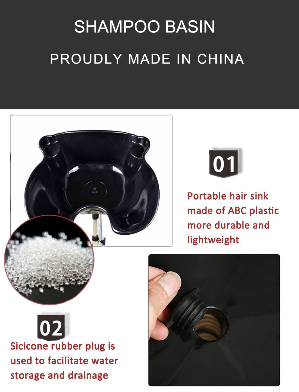 Portable Shampoo Bowl Standing Adjustable Hairdressing Washing Shampoo Chair Basin Bowl Sink