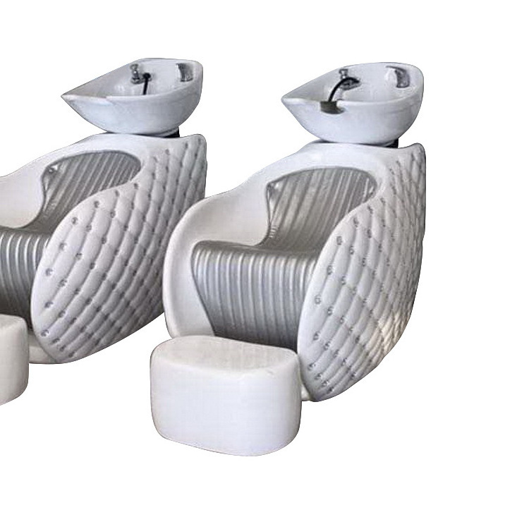 Luxury White Salon Shampoo Bowl And Chair Backwash Shampoo Unit Massage Hair Washing Shampoo Chair For Salon