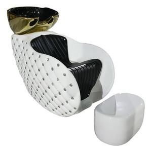 Luxury White Salon Shampoo Bowl And Chair Backwash Shampoo Unit Massage Hair Washing Shampoo Chair For Salon