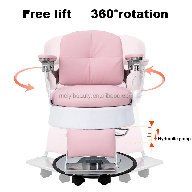 Modern Leisure Style Hydraulic Barber Chair Factory Price Salon Furniture in Pink for Hairdressing and Hair Cut