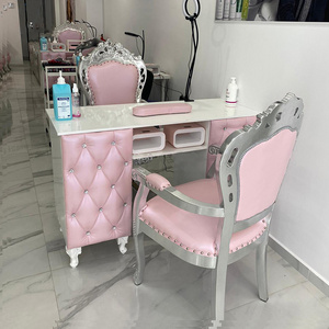 High quality nail tables traditional salon wood manicure table station double seat multifunctional nail table