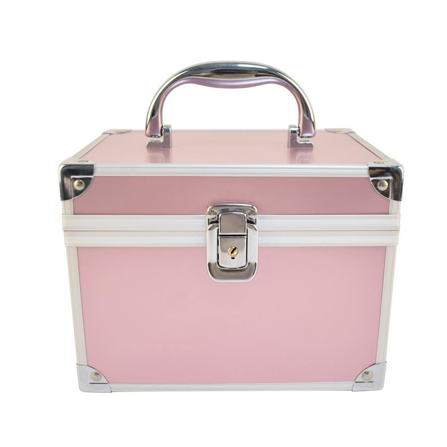 Manufacturers direct portable aluminum cosmetic case with mirror aluminum makeup boxs portable women aluminum beauty case