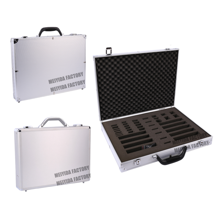 Customizable Aluminum Carry Case with Large Storage and Cut Foam for Musical Instruments Camera Tool Set Drone Gun