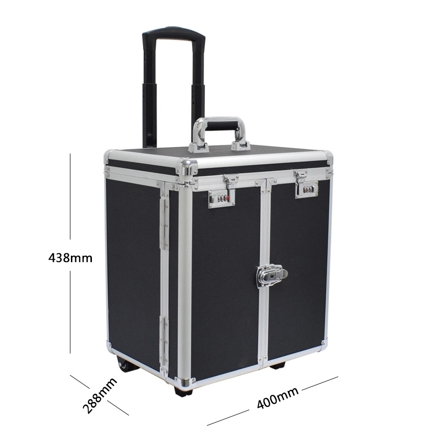 Aluminum jewelry case with drawers jewelry trolley case with wheels