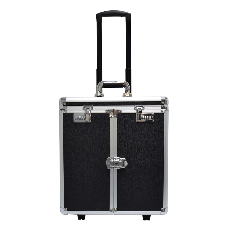 Aluminum jewelry case with drawers jewelry trolley case with wheels