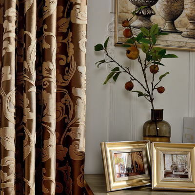 Bomar DK001 Factory Ready Stock Jacquard French Royal Baroque Rococo Acanthus leaf Design Curtain Fabric with Sheer