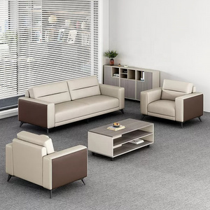 Office furniture seating public area luxury waiting office conference room leather 1+2+3 reception sofa set