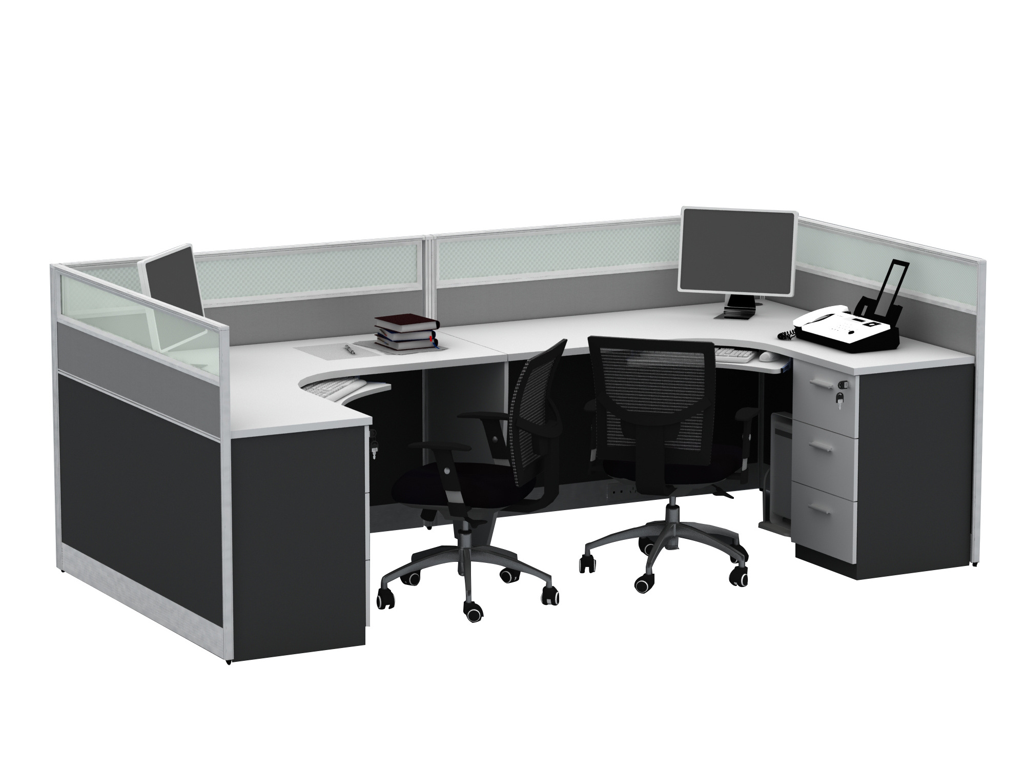 Office furniture Cubicle Curved Work Station Desk High Quality 6 Person Workstation  Customized Steel Glass Frame Building