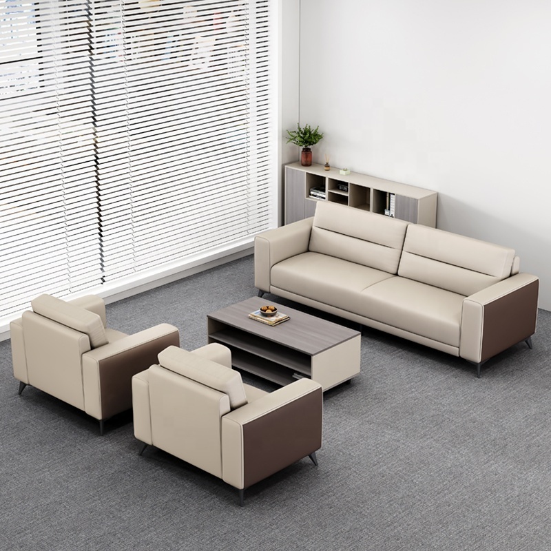 Office furniture seating public area luxury waiting office conference room leather 1+2+3 reception sofa set