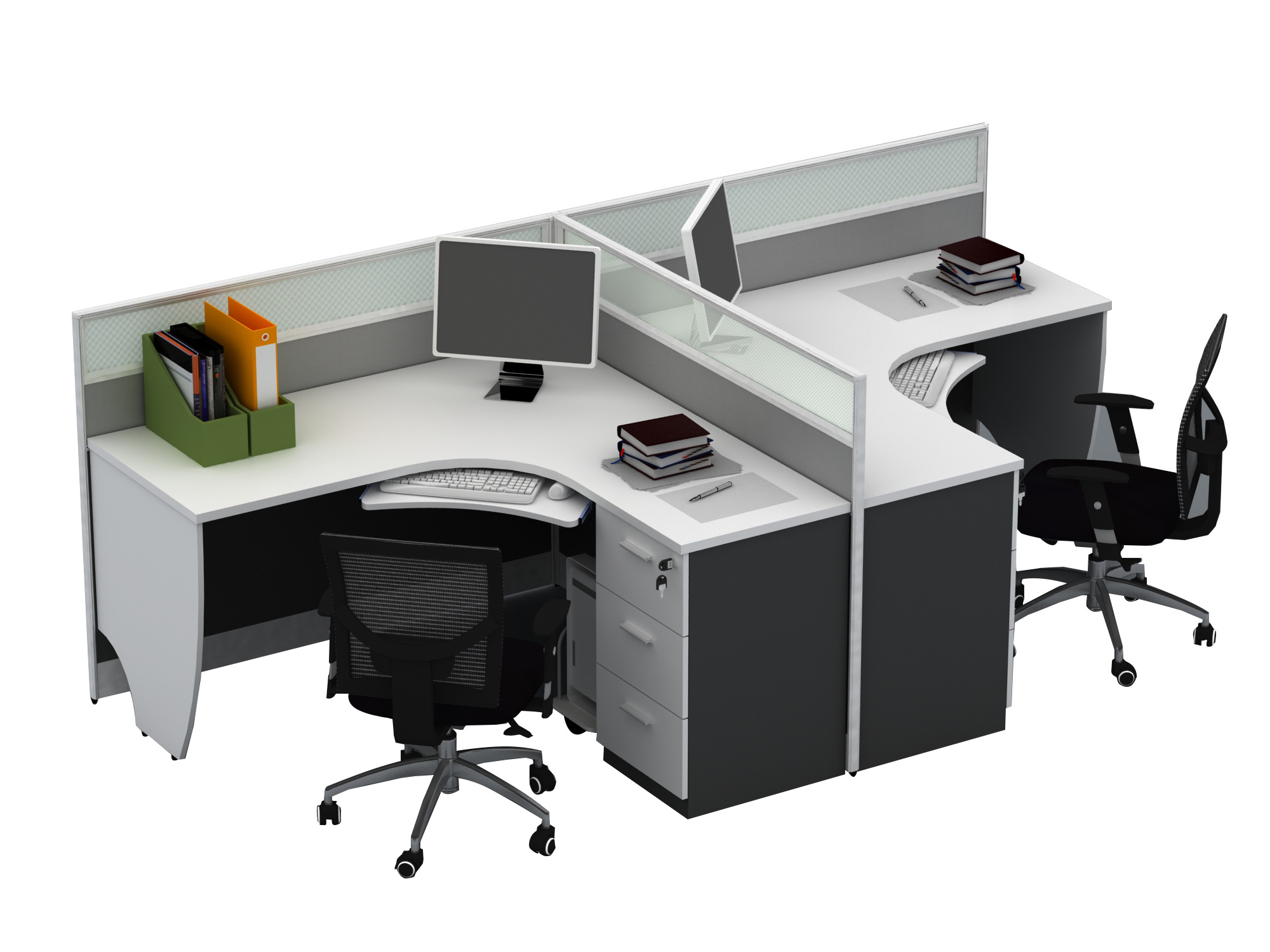 Office furniture Cubicle Curved Work Station Desk High Quality 6 Person Workstation  Customized Steel Glass Frame Building