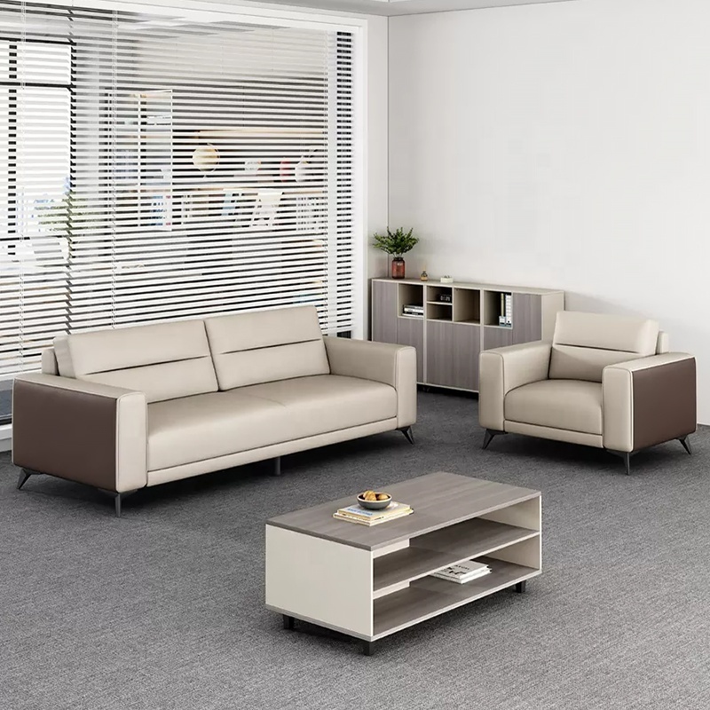 Office furniture seating public area luxury waiting office conference room leather 1+2+3 reception sofa set