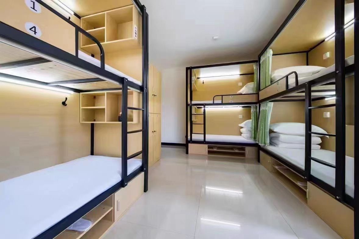 Hot Sale Steel Dormitory Bunk Bed With Desk And Wardrobe Metal School Furniture For Students  hostel Bunk Bed or School