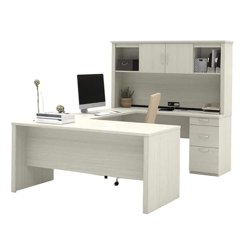 High Tech Office Furniture U Shaped Executive Office Table with Hutch Cabinet