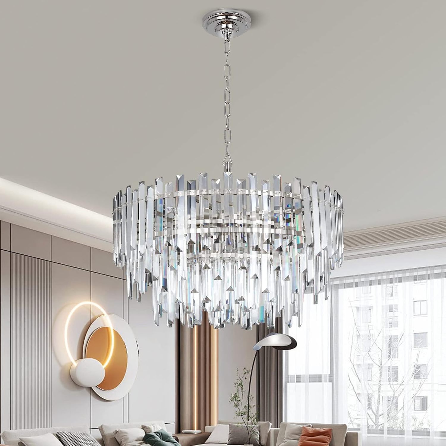 MEEROSEE Crystal Chandeliers Modern Chandelier for Dining Living Room Bedroom Entryway Ceiling Hanging Pendant Light MD6068A