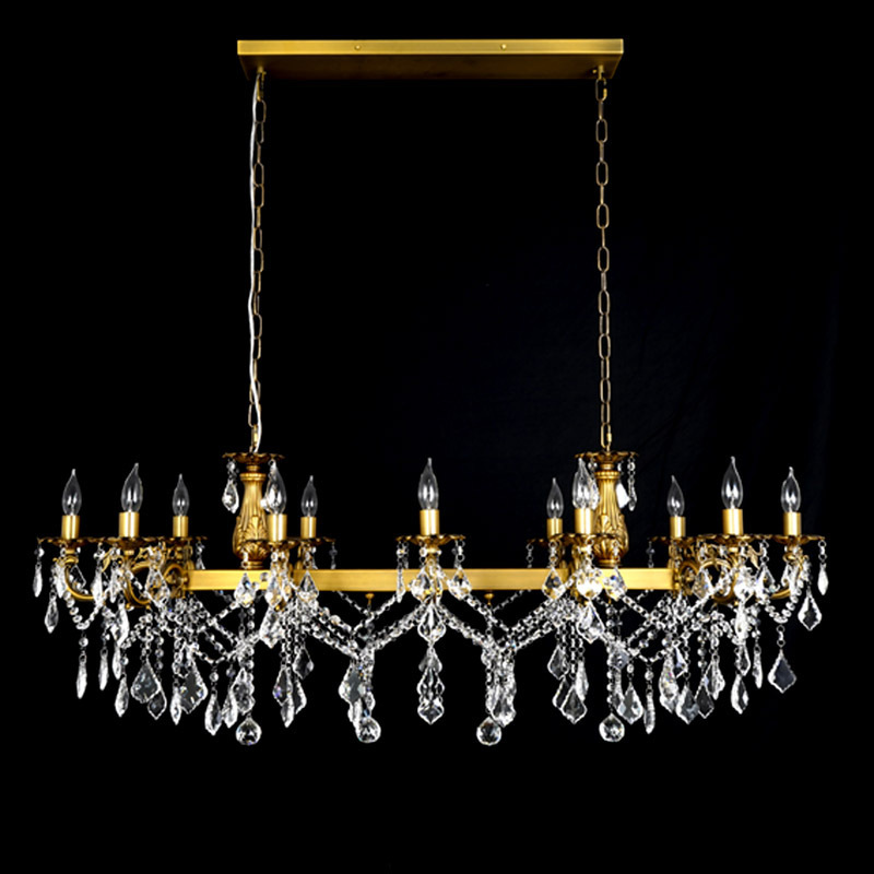 Crystal Modern Chandelier Island Lighting 12 Lights Pendant Rectangle Hanging Ceiling Light Fixture for Dining Living Room