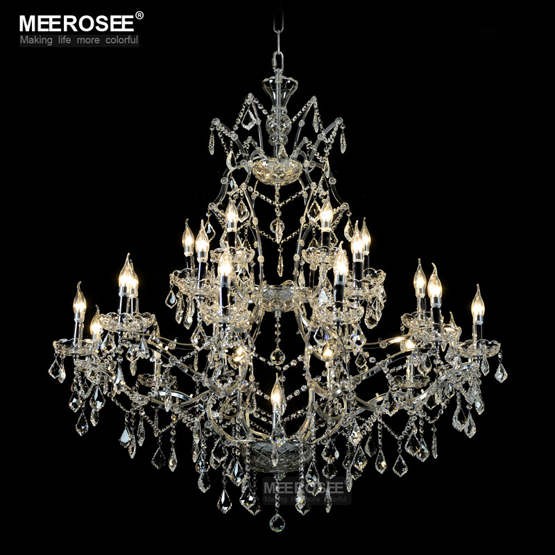 MEEROSEE Vintage Crystal Chandelier Light Fixture 25 Lights Hanging Suspension Lamp Crystal Chandeliers Lighting MD1130G60PN