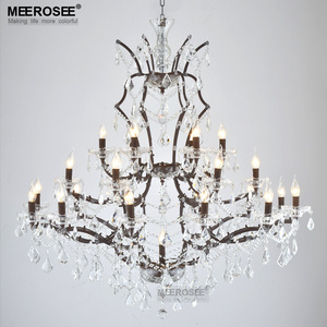 MEEROSEE Vintage Crystal Chandelier Light Fixture 25 Lights Hanging Suspension Lamp Crystal Chandeliers Lighting MD1130G60PN