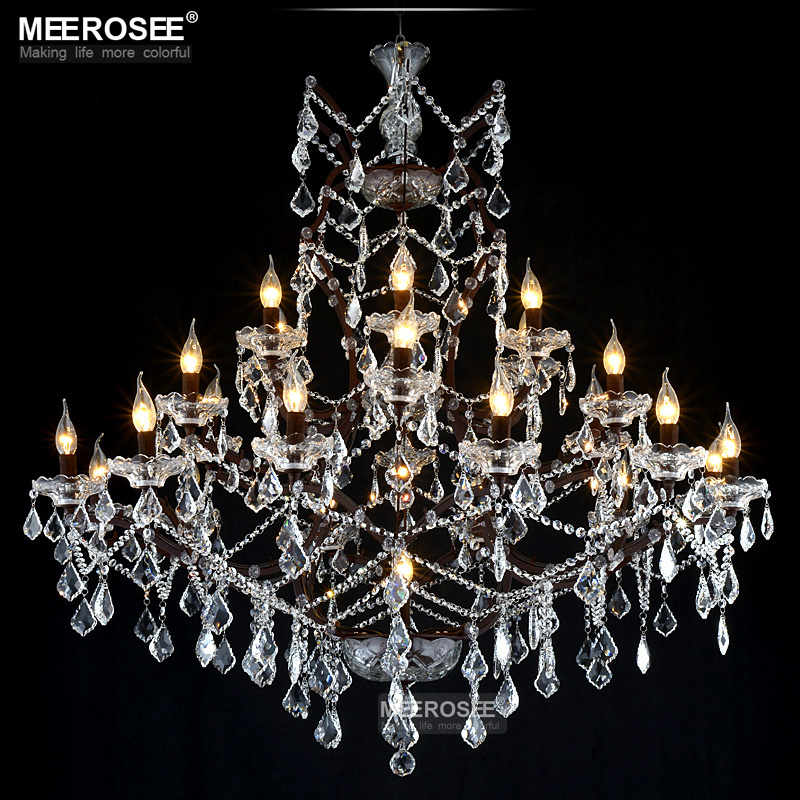 MEEROSEE Vintage Crystal Chandelier Light Fixture 25 Lights Hanging Suspension Lamp Crystal Chandeliers Lighting MD1130G60PN