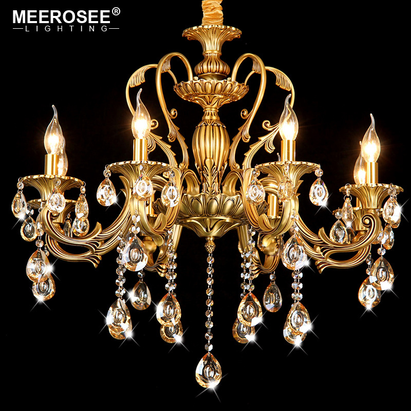 MEEROSEE Luxury K9 Crystal chandelier Hanging Lamp For Living room Villa Crystal Decorative Chandelier Bedroom