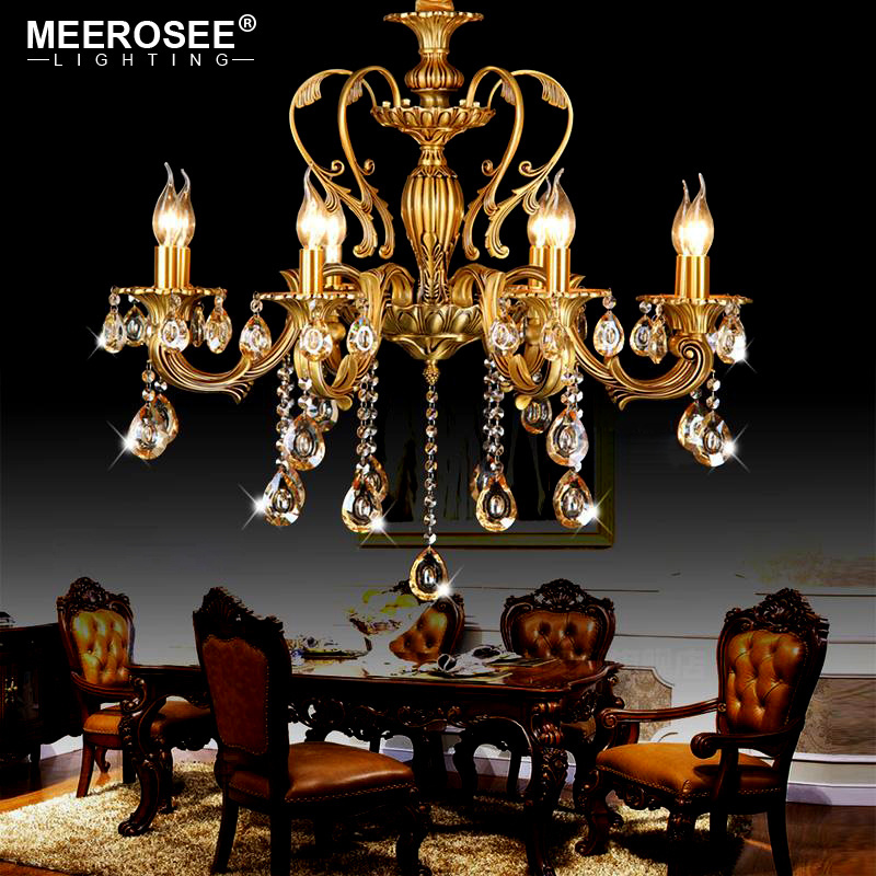 MEEROSEE Luxury K9 Crystal chandelier Hanging Lamp For Living room Villa Crystal Decorative Chandelier Bedroom