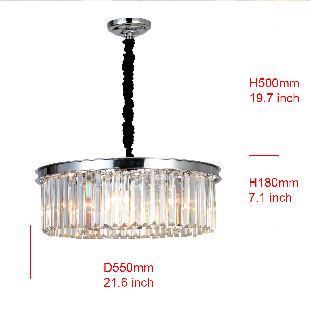 MEEROSEE Crystal Chrome Chandelier Modern Chandeliers Lighting Pendant Ceiling Light Fixture for Dining Room Living Room MD85051