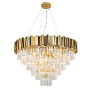 MEEROSEE Luxury Crystal Chandelier Gold Chandeliers Modern Contemporary Living Dining Room Hanging Ceiling Light Fixture MD85599